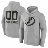Tampa Bay Lightning Big & Tall Personalized Name & Number Monochrome Pullover Hoodie - Gray | US 203773757