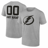 Tampa Bay Lightning Big & Tall Personalized Name & Number Monochrome T-Shirt - Gray | US 203773758