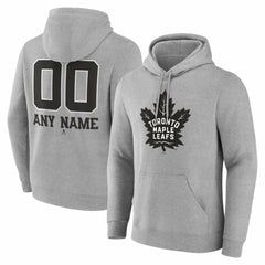 Toronto Maple Leafs Big & Tall Personalized Name & Number Monochrome Pullover Hoodie - Gray | US 203773760