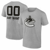 Vancouver Canucks Big & Tall Personalized Name & Number Monochrome T-Shirt - Gray | US 203773767