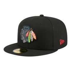 Chicago Blackhawks New Era Color Pop 59FIFTY Fitted Hat - Black | US 203778844