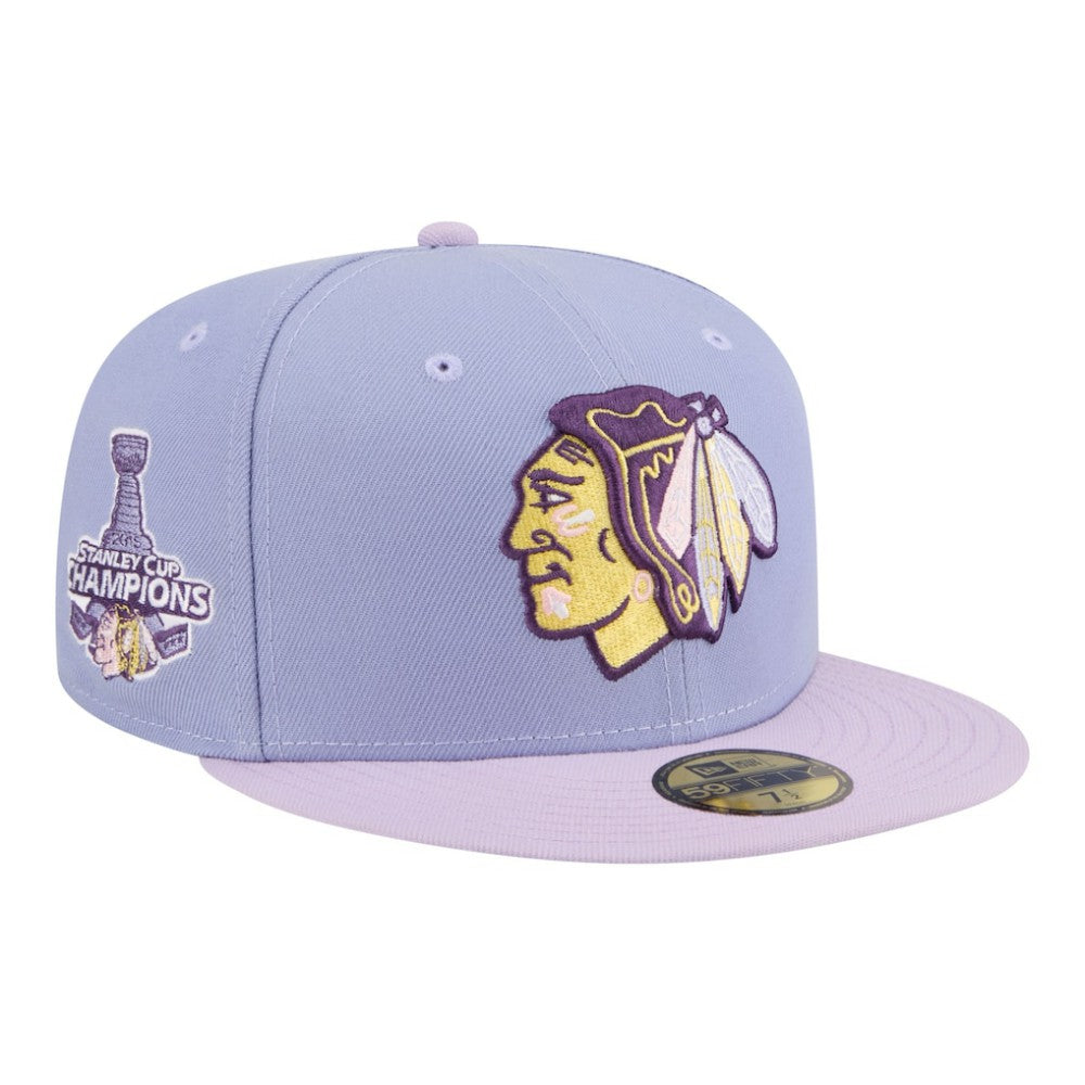 Chicago Blackhawks New Era Lavender Bloom 59FIFTY Fitted Hat - Light Purple/Purple | US 203778872