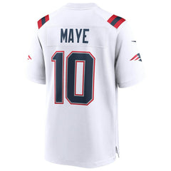 Drake Maye New England Patriots Super Bowl LX Patch Game Jersey - White Jerseys