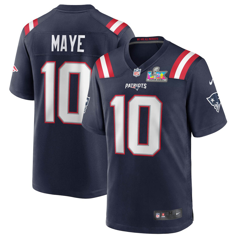 Drake Maye New England Patriots Super Bowl LX Patch Game Jersey - Navy Jerseys