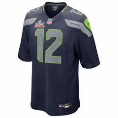 12s Seattle Seahawks Super Bowl LX Patch Game Jersey - College Navy Jerseys