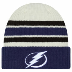 Tampa Bay Lightning New Era Vintage Cuffed Knit Hat - Cream/Blue | US 203787573