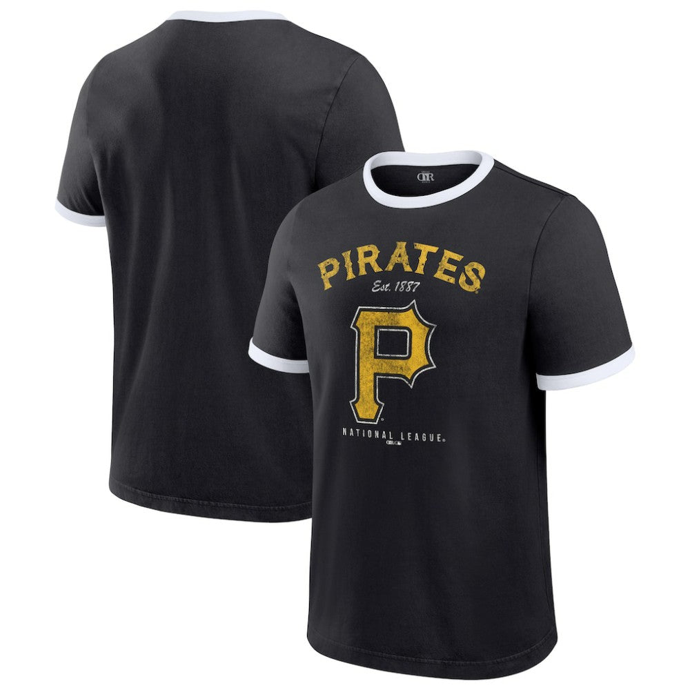Pittsburgh Pirates Darius Rucker Collection by Fanatics Washed Ringer T-Shirt - Black T-shirts