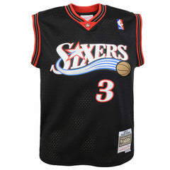 Allen Iverson Philadelphia 76ers Youth 2000-01 Swingman Road Jersey Black - Mitchell & Ness
