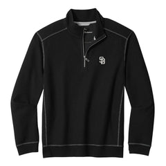 San Diego Padres Tommy Bahama Montego Bay Half-Zip Sweatshirt - Black Sweatshirts