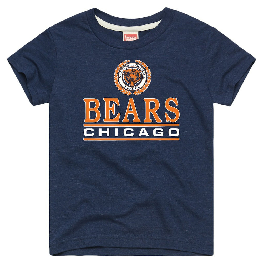 Chicago Bears Homage Youth Crest Tri-Blend T-Shirt - Navy T-shirts