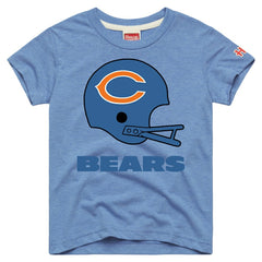 Chicago Bears Homage Youth Big Helmet Tri-Blend T-Shirt - Light Blue T-shirts