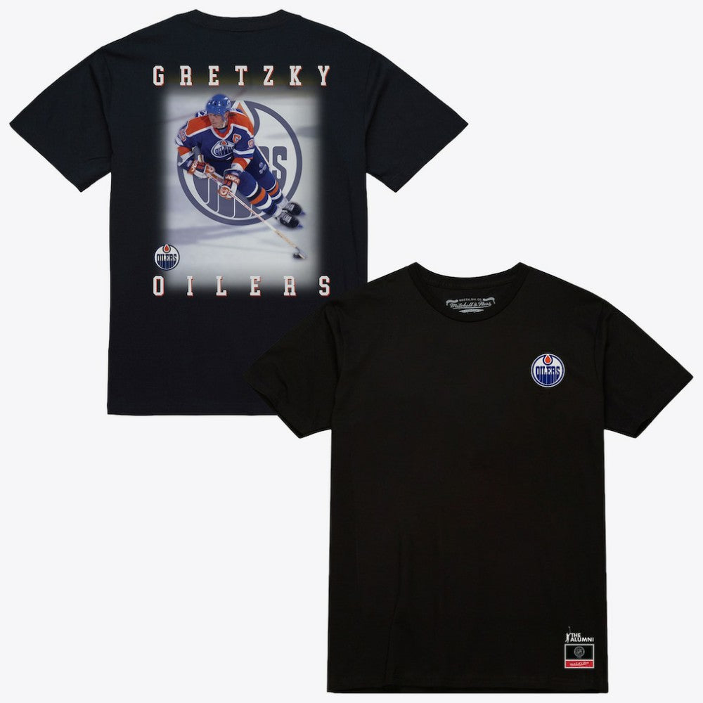 Wayne Gretzky Edmonton Oilers Mitchell & Ness Photo T-Shirt - Black | US 203789840
