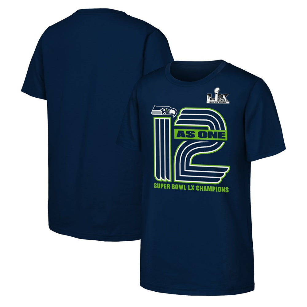 Seattle Seahawks Youth Super Bowl LX Champions Hometown Collection T-Shirt - College Navy T-shirts