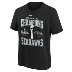 Seattle Seahawks Youth Super Bowl LX Champions Locker Room Trophy Collection Replica T-Shirt - Black T-shirts
