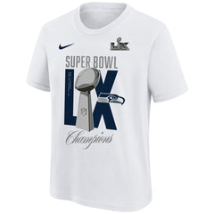 Seattle Seahawks Youth Super Bowl LX Champions Lombardi Trophy T-Shirt - White T-shirts