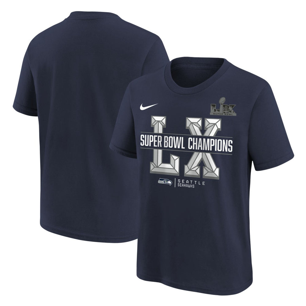 Seattle Seahawks Youth Super Bowl LX Champions T-Shirt - College Navy T-shirts
