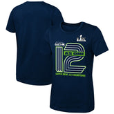 Seattle Seahawks Girls Youth Super Bowl LX Champions On Top T-Shirt - College Navy T-shirts