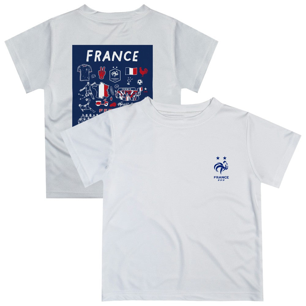 France National Team Vive La Fete Youth Impressions Artwork T-Shirt White