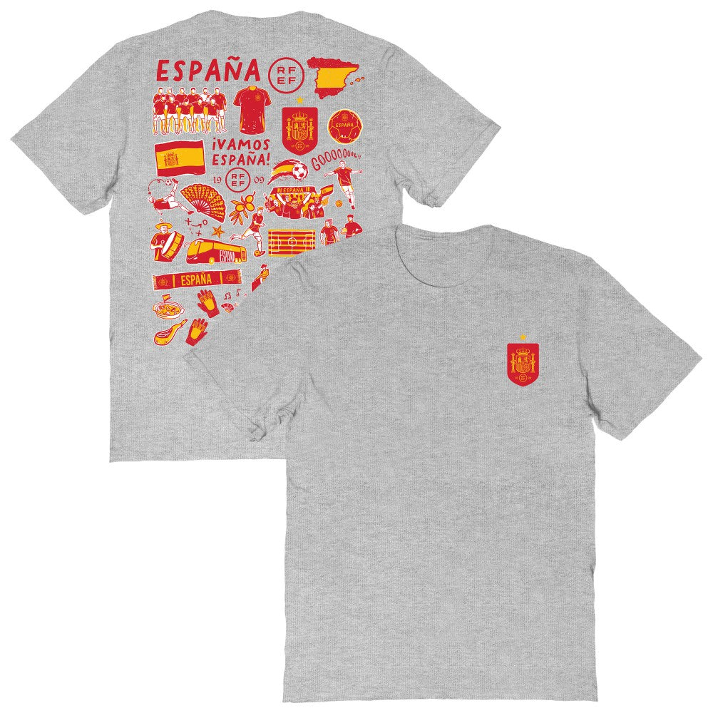 Spain National Team Vive La Fete Women's Impressions Artwork Fitted T-Shirt Gray