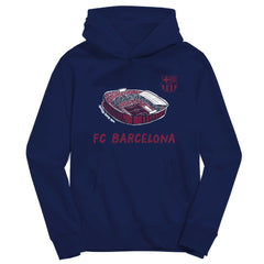 Barcelona Vive La Fete Youth Stadium Style Hoodie Navy