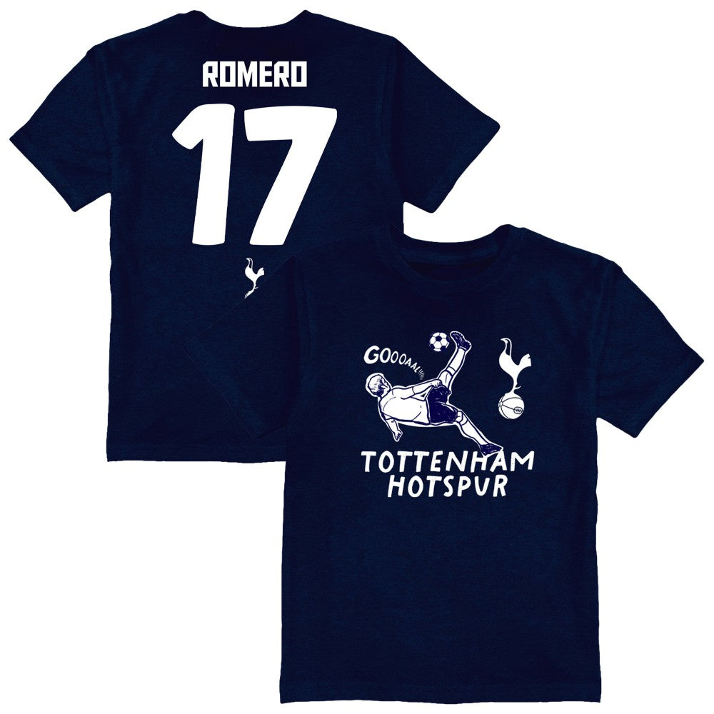 Cristian Romero Tottenham Hotspur Vive La Fete Youth Player Name & Number Chilena Style T-Shirt Navy