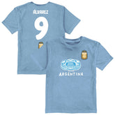 Julián Álvarez Argentina National Team Vive La Fete Youth Player Name & Number Stadium Style T-Shirt Light Blue