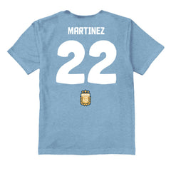 Lautaro Martinez Argentina National Team Vive La Fete Youth Player Name & Number Stadium Style T-Shirt Light Blue