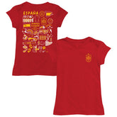 Spain National Team Vive La Fete Girls Youth Impressions Artwork Fitted T-Shirt Red