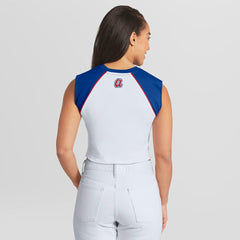 Atlanta Braves WEAR by Erin Andrews Women's Cooperstown Cropped Raglan Tank Top - White Tanks