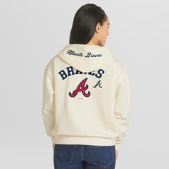 Atlanta Braves WEAR by Erin Andrews Women's Full-Zip Hoodie - Cream Hoodies