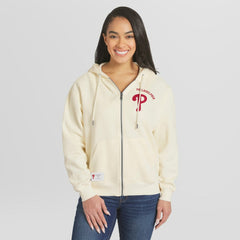 Philadelphia Phillies WEAR by Erin Andrews Women's Full-Zip Hoodie - Cream Hoodies