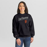 San Francisco Giants WEAR by Erin Andrews Women's Heavyweight Crew Neck Sweatshirt - Black Sweatshirts