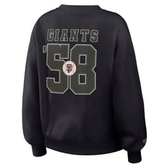 San Francisco Giants WEAR by Erin Andrews Women's Heavyweight Crew Neck Sweatshirt - Black Sweatshirts