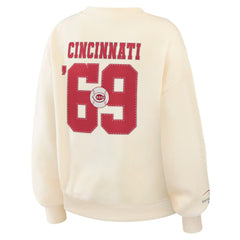 Cincinnati Reds WEAR by Erin Andrews Women's Heavyweight Crew Neck Sweatshirt - Cream Sweatshirts