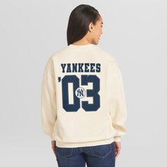 New York Yankees WEAR by Erin Andrews Women's Heavyweight Crew Neck Sweatshirt - Cream Sweatshirts