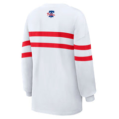 Philadelphia Phillies WEAR by Erin Andrews Women's Oversized Long Sleeve Striped T-Shirt - White T-shirts