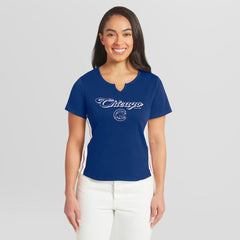 Chicago Cubs WEAR by Erin Andrews Women's Notch Neck Cropped T-Shirt - Royal T-shirts