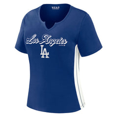 Los Angeles Dodgers WEAR by Erin Andrews Women's Notch Neck Cropped T-Shirt - Royal T-shirts