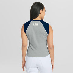 Cleveland Guardians WEAR by Erin Andrews Women's Cropped Raglan Tank Top - Heather Gray Tanks