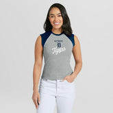 Detroit Tigers WEAR by Erin Andrews Women's Cropped Raglan Tank Top - Heather Gray Tanks