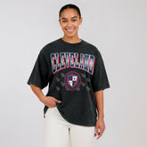 Cleveland Guardians WEAR by Erin Andrews Women's Oversized Boyfriend T-Shirt - Black T-shirts