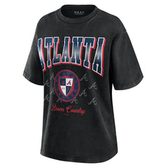 Atlanta Braves WEAR by Erin Andrews Women's Oversized Boyfriend T-Shirt - Black T-shirts