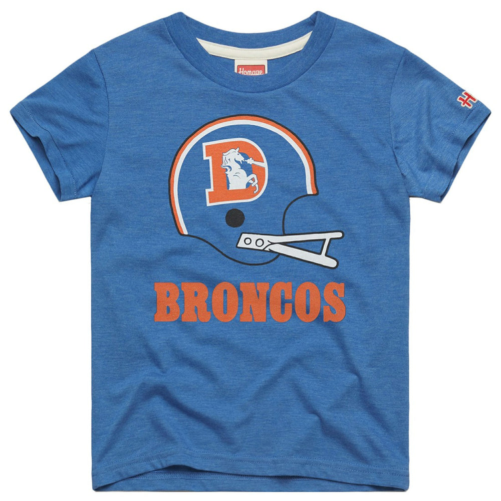 Denver Broncos Homage Youth Big Helmet Tri-Blend T-Shirt - Royal T-shirts