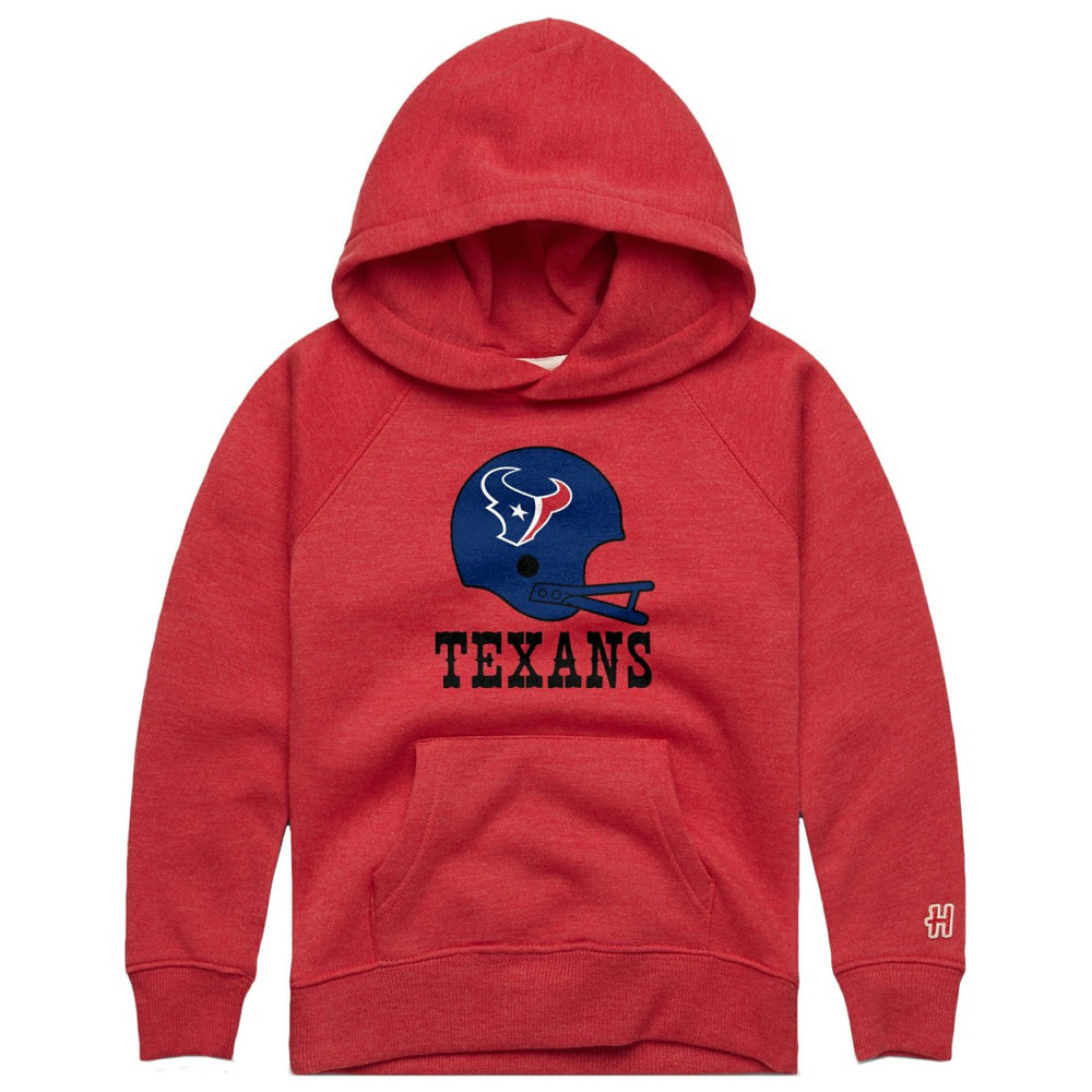 Houston Texans Homage Youth Big Helmet Tri-Blend Hoodie - Red Hoodies