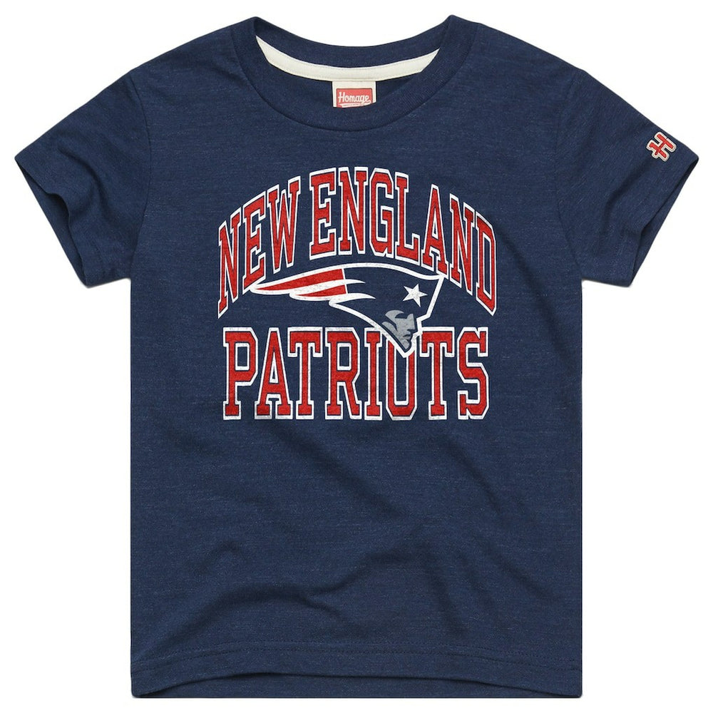 New England Patriots Homage Youth Arch Tri-Blend T-Shirt - Navy T-shirts
