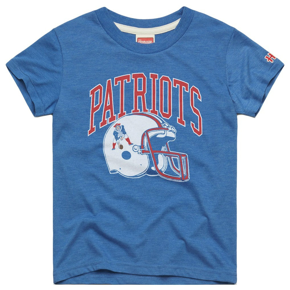 New England Patriots Homage Youth Helmet Retro Tri-Blend T-Shirt - Royal T-shirts