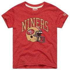San Francisco 49ers Homage Youth Helmet Retro Tri-Blend T-Shirt - Scarlet T-shirts