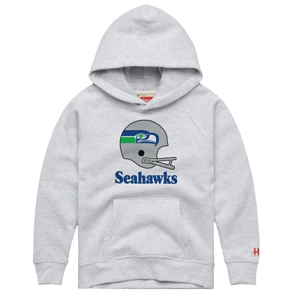 Seattle Seahawks Homage Youth Big Helmet Tri-Blend Hoodie - Gray Hoodies