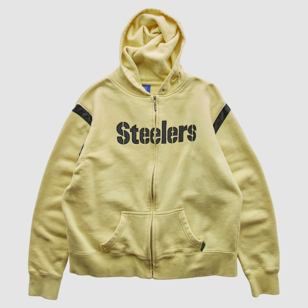 Pittsburgh Steelers Reebok 2000s Hooded Full Zip Sweatshirt - Yellow Sweatshirts
