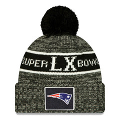 New England Patriots New Era Super Bowl LX Cuffed Knit Hat with Pom - Black Hats